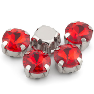 Стразы в цапах Круглые огранка 8 мм Красный 10 шт.