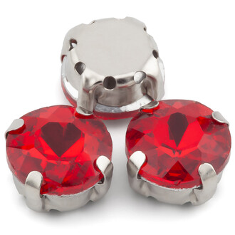Стразы в цапах Круглые огранка 10 мм Красный 10 шт.