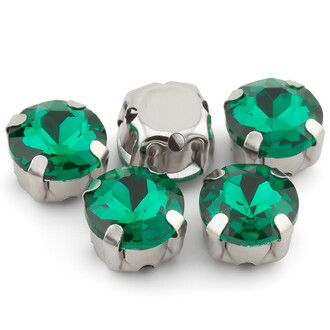 Стразы в цапах Круглые огранка 8 мм Зеленый 10 шт.