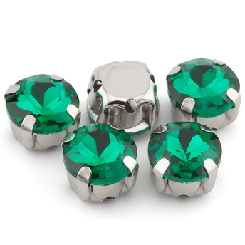 Стразы в цапах Круглые огранка 8 мм Зеленый 10 шт.