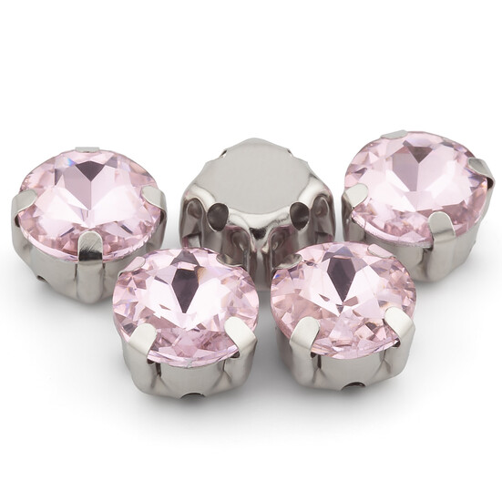 Стразы в цапах Круглые огранка 8 мм Розовый светлый 10 шт.