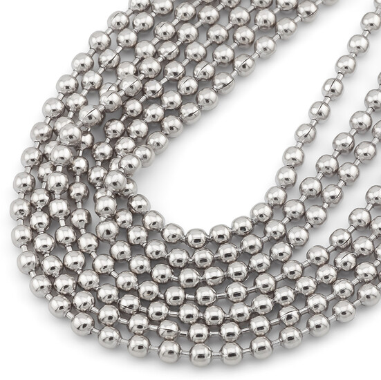 Ланцюг кульковий для жетона/бейджа нержавіюча сталь 60 см діаметр 2,4 мм Платина 1 шт.