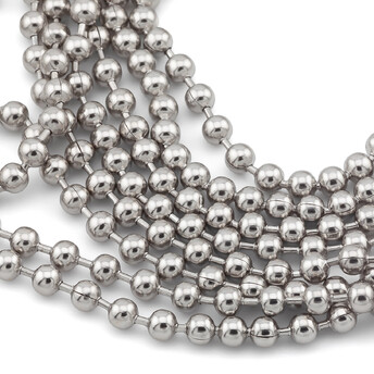 Цепь шариковая нержавеющая сталь(316) 2,4 мм Платина 1 метр