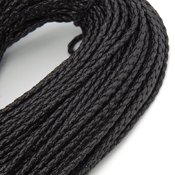 Шнур кожзам Плетеный Глянцевый 4 мм 1 м Черный