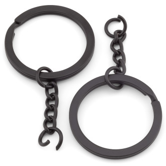 Основа для брелка колечко с цепью 30х55 мм Черный 10 шт.