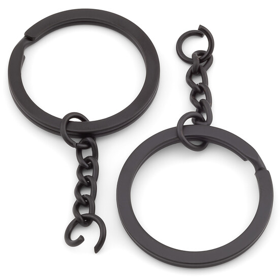Основа для брелка колечко с цепью 30х55 мм Черный 10 шт.