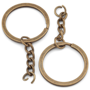 Основа для брелка колечко с цепью 30х55 мм Бронзовый 10 шт.
