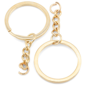 Основа для брелка колечко с цепью 30х55 мм Золотистый 10 шт.