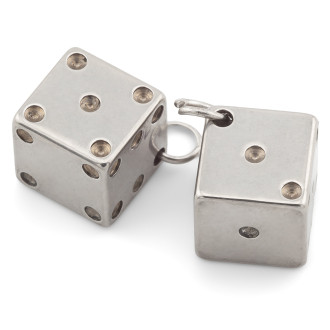 Кулон подвеска Кость игральная нержавеющая сталь 1 шт. 8х8 мм Платина