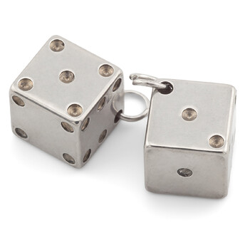 Подвеска Кость игральная нержавеющая сталь 6х6 мм 5 шт. Платина