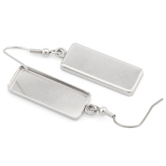 Основа Швенза+платформа прямоугольная (25х10 мм) нержавеющая сталь 1 пара 21х48 мм Платина