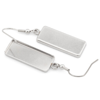 Основа Швенза+платформа прямоугольная (25х10 мм) нержавеющая сталь 1 пара 21х48 мм Платина