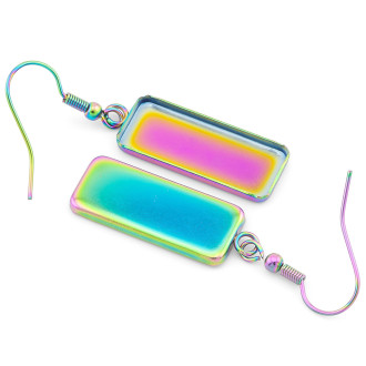 Основа Швенза+платформа прямоугольная (25х10 мм) нержавеющая сталь 1 пара 21х48 мм Радужный