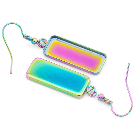 Основа Швенза+платформа прямоугольная (25х10 мм) нержавеющая сталь 1 пара 21х48 мм Радужный