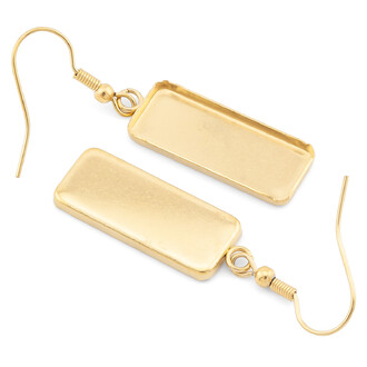 Основа Швенза+платформа прямоугольная (25х10 мм) нержавеющая сталь 1 пара 21х48 мм Золотистый