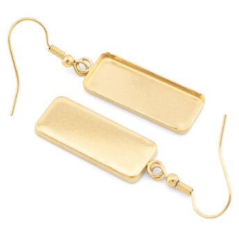 Основа Швенза+платформа прямоугольная (25х10 мм) нержавеющая сталь 1 пара 21х48 мм Золотистый