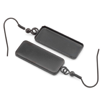 Основа Швенза+платформа прямоугольная (25х10 мм) нержавеющая сталь 1 пара 21х48 мм Черный