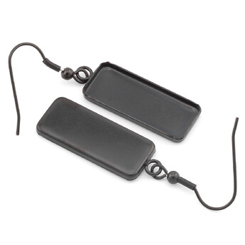 Основа Швенза+платформа прямоугольная (25х10 мм) нержавеющая сталь 1 пара 21х48 мм Черный