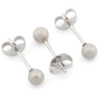 Сережки гвоздики Шарик из нержавеющей стали 1 пара 4х14,7 мм Платина