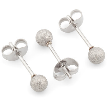 Сережки гвоздики Шарик из нержавеющей стали 1 пара 4х14,7 мм Платина