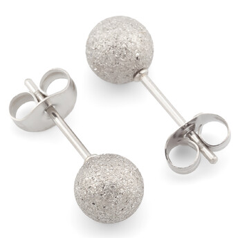 Сережки гвоздики Шарик из нержавеющей стали 1 пара 6х16,8 мм Платина