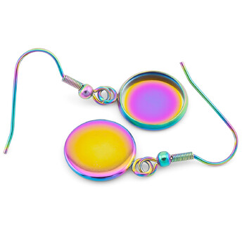 Основа Швенза+платформа круглая (12 мм) нержавеющая сталь 1 пара 21х36 мм Радужный