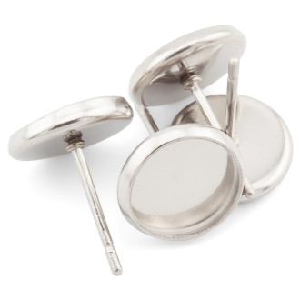 Основа для серьг Гвоздики с платформой нержавеющая сталь 8х12,5 мм Платина 5 пар