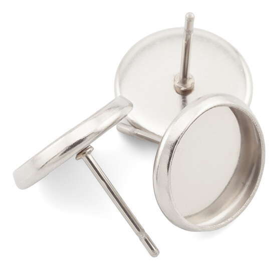 Основа для серьг Гвоздики с платформой нержавеющая сталь 10х12,5 мм Платина 5 пар