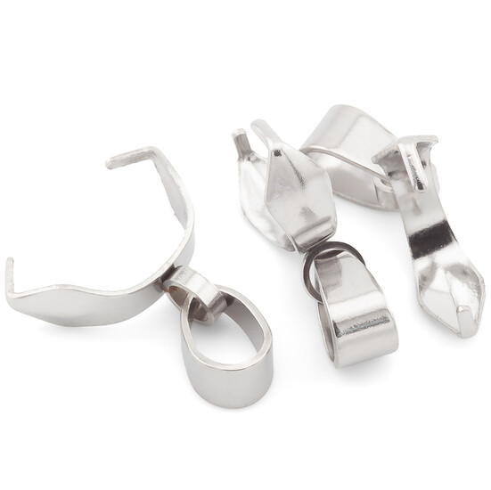 Держатель для подвески с петлей нержавеющая сталь 4 шт. 17х3,8 мм Платина