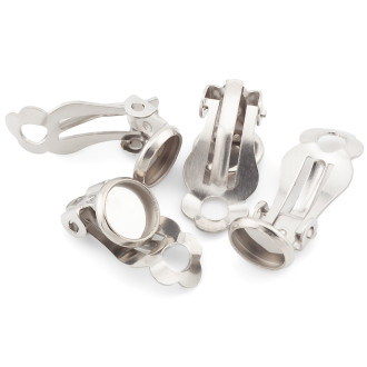 Основа для серьг Клипса с платформой (6 мм) нержавеющая сталь 2 пары 14х8 мм Платина