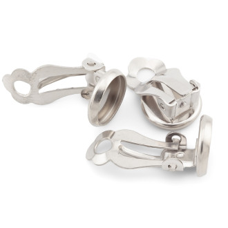 Основа для серьг Клипса с платформой (8 мм) нержавеющая сталь 2 пары 15,5х10 мм Платина