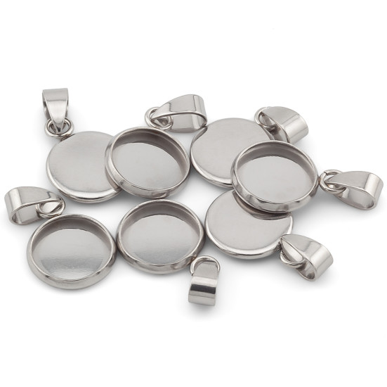 Основа для кулона нержавеющая сталь 5 шт. 12х2 мм Платина