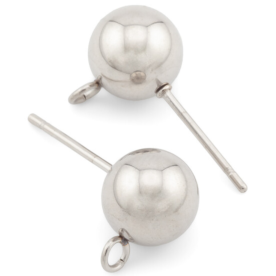 Основа для серьг гвоздики Шарик (8 мм) нержавеющая сталь 19х0,8 мм Платина 3 пары