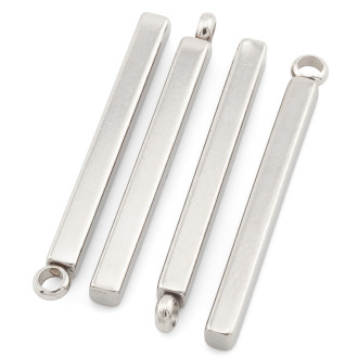 Кулон подвеска Стержень прямоугольный нержавеющая сталь 5 шт. 20х2 мм Платина