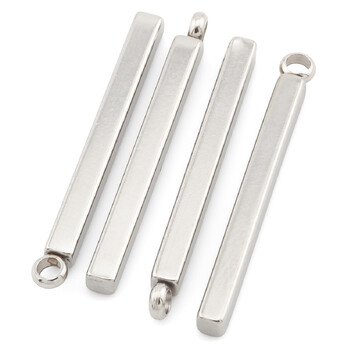 Кулон подвеска Стержень прямоугольный нержавеющая сталь 5 шт. 20х2 мм Платина