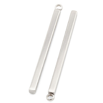 Кулон подвеска Стержень прямоугольный нержавеющая сталь 5 шт. 30х2 мм Платина
