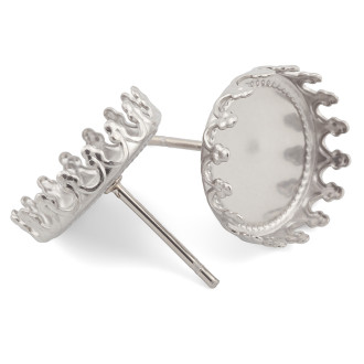 Основа для серьг Корона (12 мм) нержавеющая сталь 4 пары 13х14 мм Платина