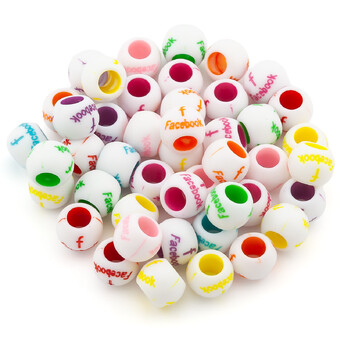 Бусины боченок, Facebook 11х9 мм внутр. 5 мм Белый с разными цветами +-25 г (+-50 шт.)