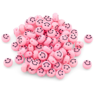 Пластиковые бусины смайлик 10х6 мм 25 г (+-80 шт.) Розовый