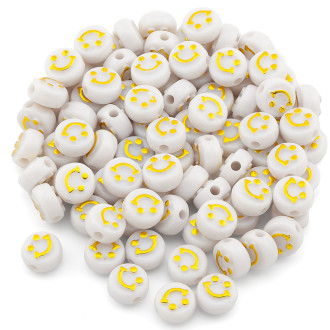 Пластиковые бусины смайлик 10х6 мм 25 г (+-80 шт.) Белый
