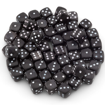 Бусины пластиковые Кости игральные 8х8 мм Черный с белым +-25 г (+-50 шт.)
