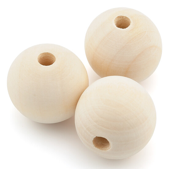 Бусины деревянные 4 шт. 30 мм отверстие 6 мм Натуральный