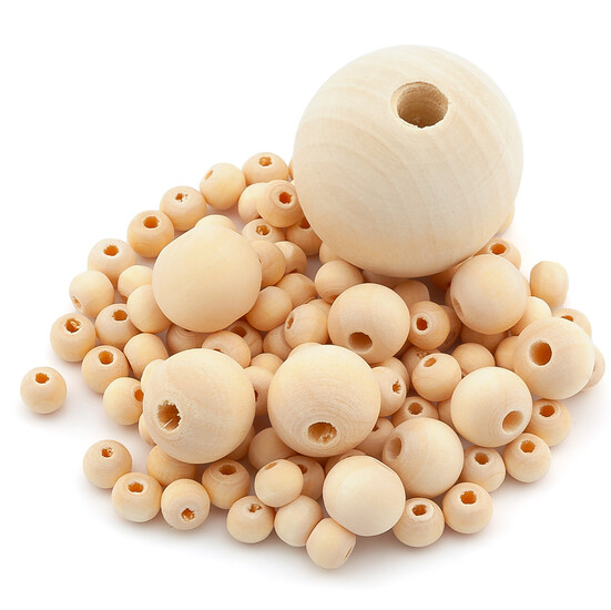 Бусины деревянные 8 шт. 25 мм отверстие 5 мм Натуральный