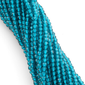 Бусины Шпинель огранка круглая 2 мм Ø 0,5 мм +-200 шт. нить 37 см Бирюзовый 45