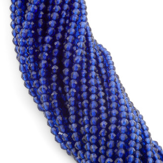 Бусины Шпинель огранка круглая 2 мм Ø 0,5 мм +-200 шт. нить 37 см Синий темный 44