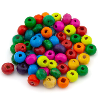 Деревянные бусины 8,5х7 мм Ø 2,2 мм Разные цвета +-50 г (+-280 шт.)