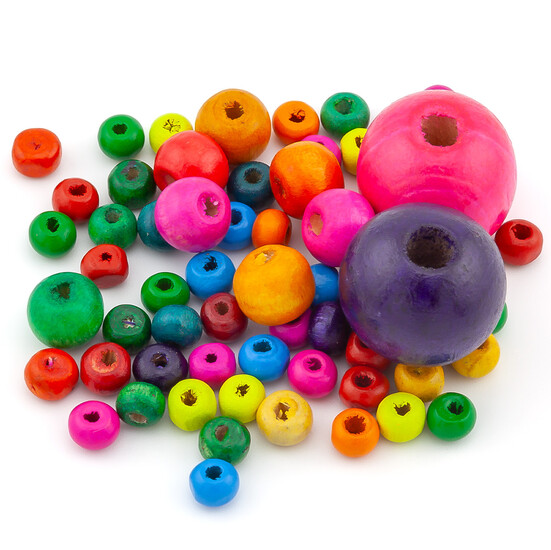 Деревянные бусины 14х13 мм Ø 4,2 мм Разные цвета +-50 г (+-55 шт.)