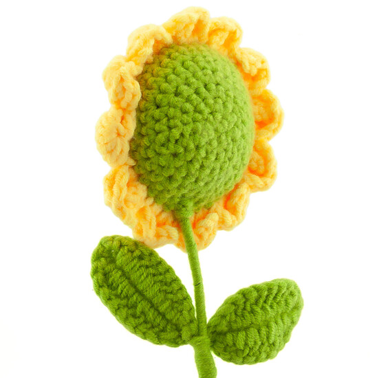 Подсолнух на ножке, вязаный, 1 цветок, размер 42х10см, цвет Желтый, 1шт.