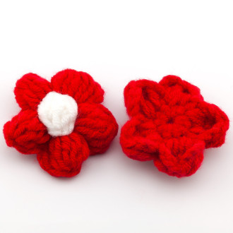 Цветок вязаный 5 лепестков 5 см 1 шт. Красный