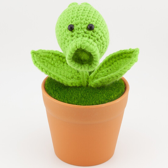 Горохострел Plants в горшке, вязаный, на 1 цветок, размер 15х7см, цвет Зеленый 1шт.